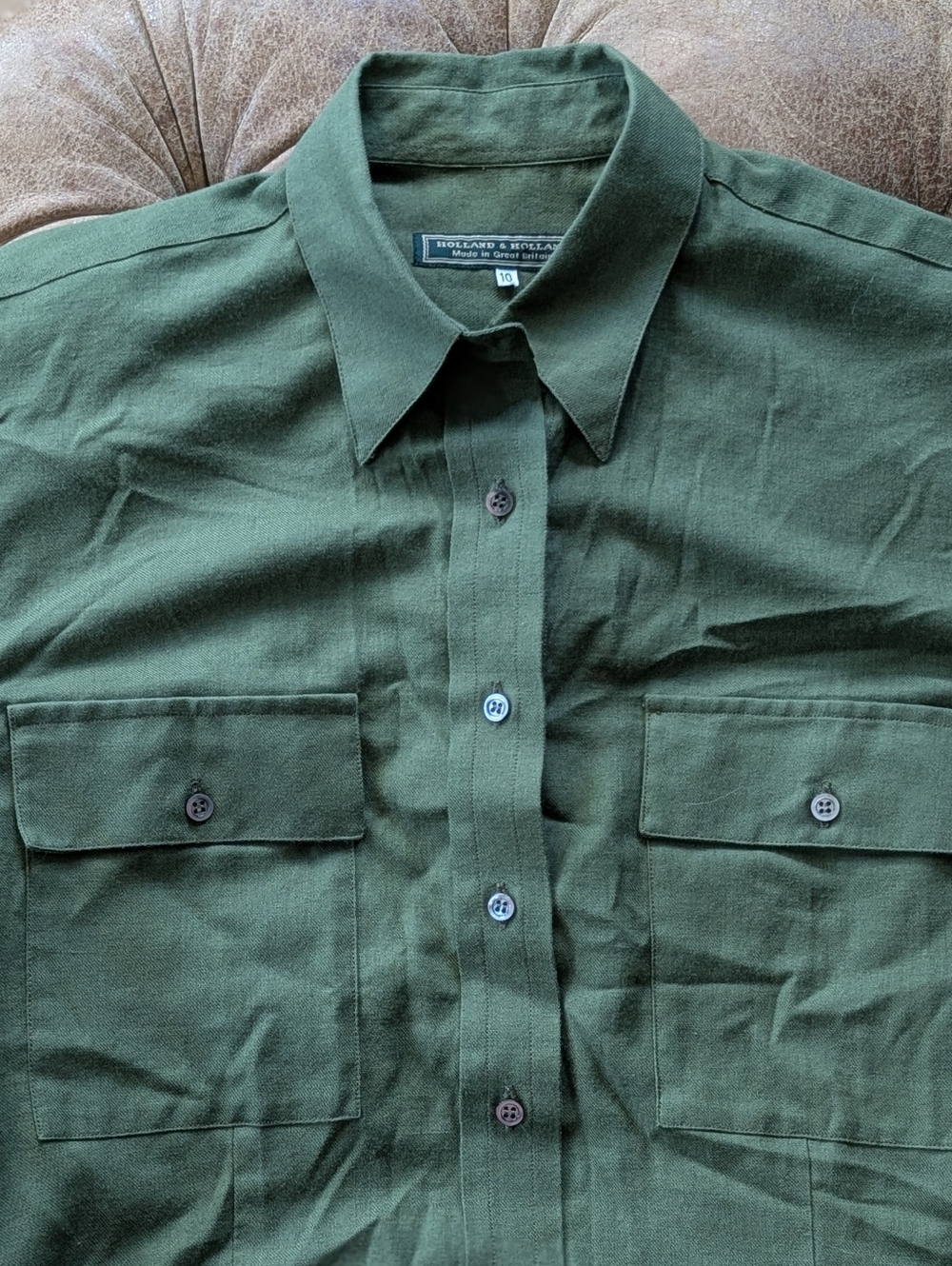 Holland & Holland Women Fatigue Green Button Down Shirt Size 10 UK Small/Med US